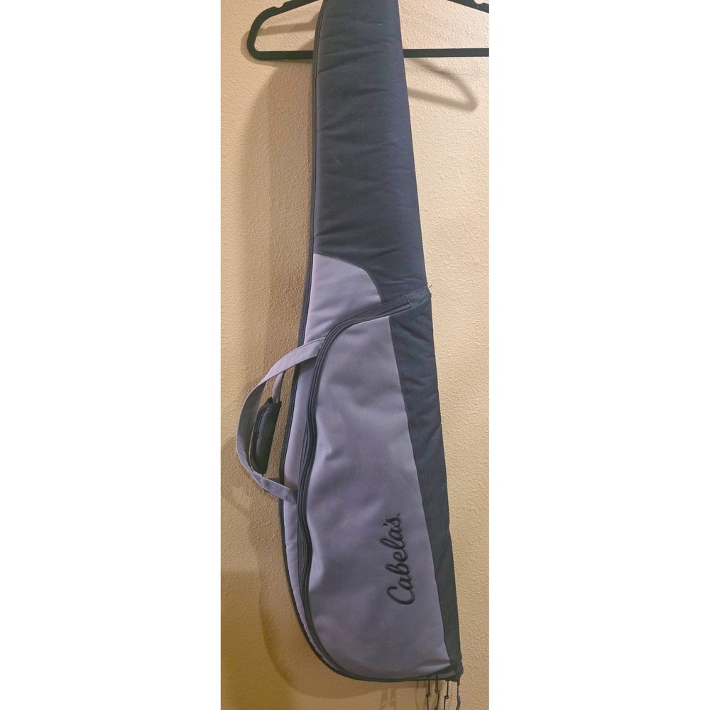 Cabelas Padded Rifle Case Black Gray Soft Long Gun Bag with Accessory Pocket